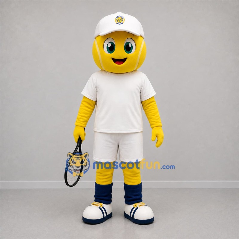 Custom Yellow and White Tennis Ball Player Mascot Costume Adult Full Body Suit for Tennis Events
