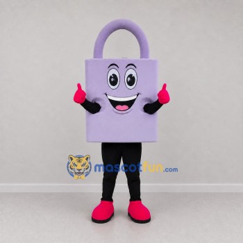 Custom Lavender and Pink Padlock Mascot Costume Adult Full Body Suit for Security Promotions