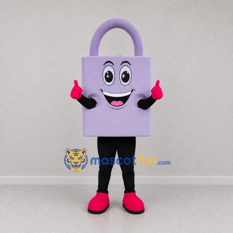 Custom Lavender and Pink Padlock Mascot Costume Adult Full Body Suit for Security Promotions