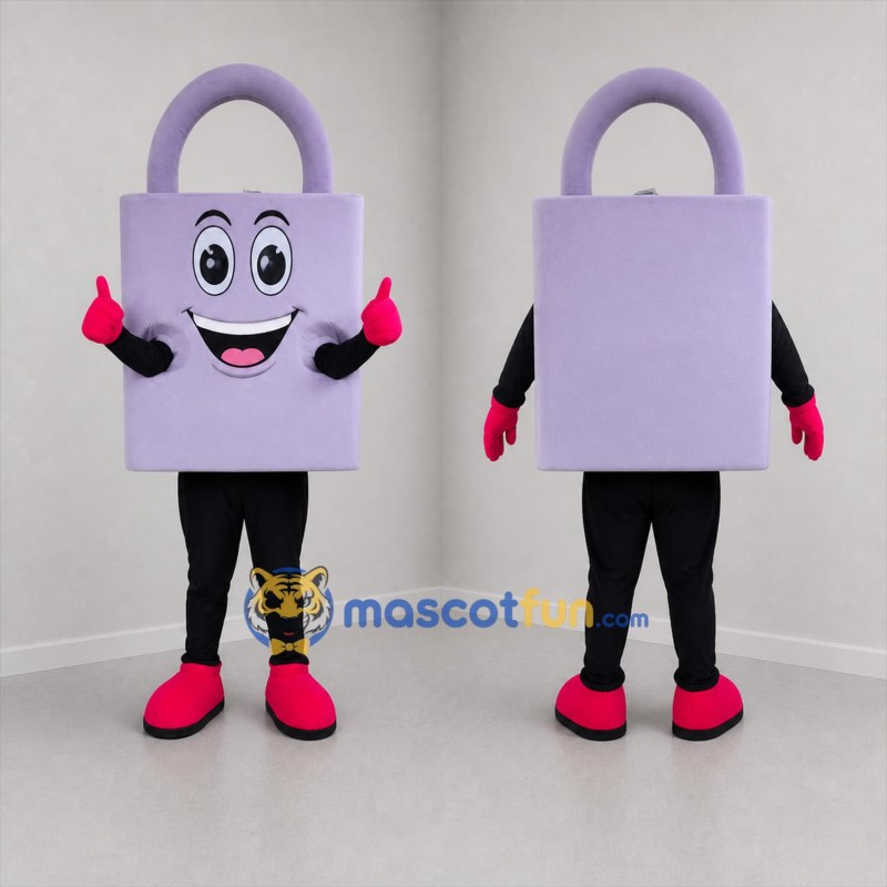 Custom Lavender and Pink Padlock Mascot Costume Adult Full Body Suit for Security Promotions