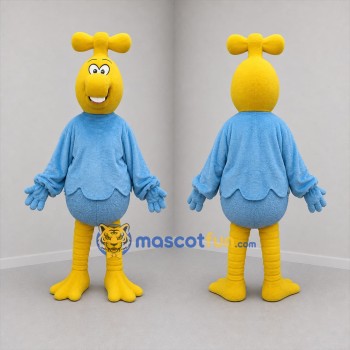 Custom Yellow and Blue Fantasy Bird Mascot Costume Adult Full Body Suit for Children's Events
