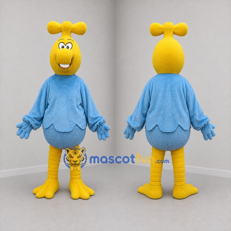 Custom Yellow and Blue Fantasy Bird Mascot Costume Adult Full Body Suit for Children's Events
