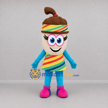 Custom Brown and Blue Acorn Mascot Costume Adult Full Body Suit for Community Events