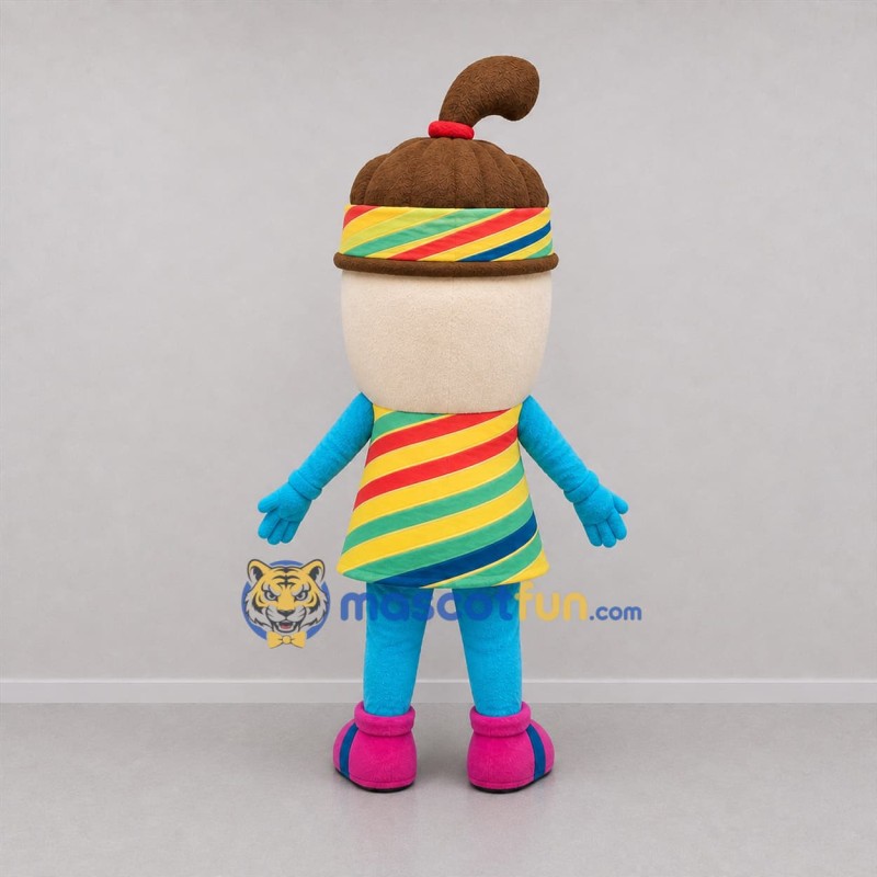 Custom Brown and Blue Acorn Mascot Costume Adult Full Body Suit for Community Events