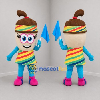Custom Brown and Blue Acorn Mascot Costume Adult Full Body Suit for Community Events