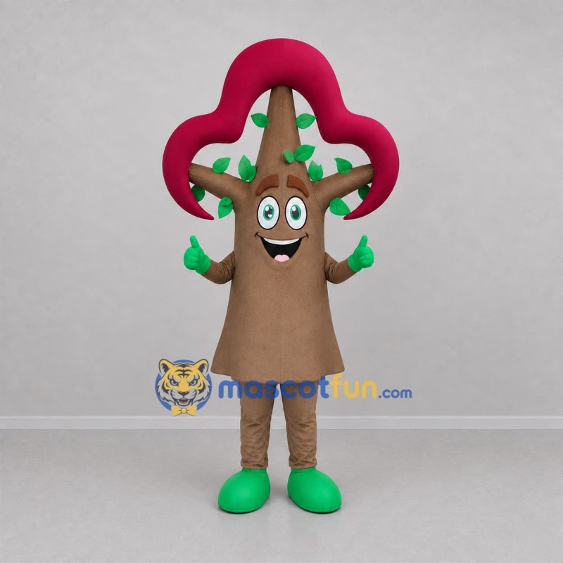 Custom Brown and Red Tree Mascot Costume Adult Full Body Suit for Nature Events