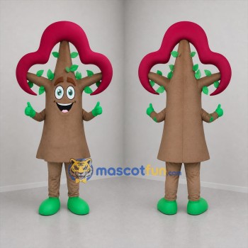Custom Brown and Red Tree Mascot Costume Adult Full Body Suit for Nature Events