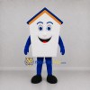 Custom White and Blue House Mascot Costume Adult Full Body Suit for Real Estate Promotions
