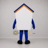 Custom White and Blue House Mascot Costume Adult Full Body Suit for Real Estate Promotions