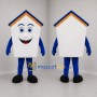 Custom White and Blue House Mascot Costume Adult Full Body Suit for Real Estate Promotions
