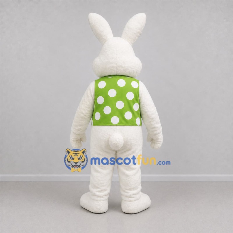 Custom White and Green Bunny Mascot Costume Adult Full Body Suit for Easter Events