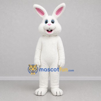 Custom White and Pink Bunny Mascot Costume Adult Full Body Suit for Spring Events