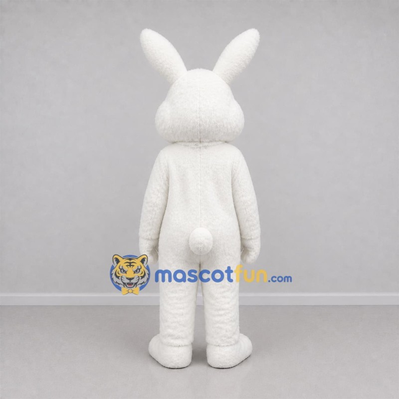 Custom White and Pink Bunny Mascot Costume Adult Full Body Suit for Spring Events