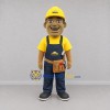 Custom Yellow and Blue Construction Worker Mascot Costume Adult Full Body Suit for Trade Shows