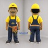 Custom Yellow and Blue Construction Worker Mascot Costume Adult Full Body Suit for Trade Shows