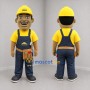 Custom Yellow and Blue Construction Worker Mascot Costume Adult Full Body Suit for Trade Shows