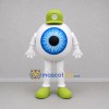 Custom White and Blue Eyeball Mascot Costume Adult Full Body Suit for Optical Store Promotions