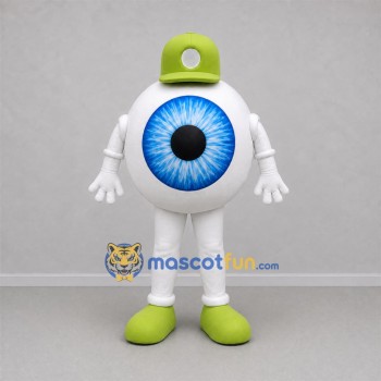 Custom White and Blue Eyeball Mascot Costume Adult Full Body Suit for Optical Store Promotions