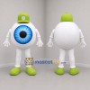 Custom White and Blue Eyeball Mascot Costume Adult Full Body Suit for Optical Store Promotions