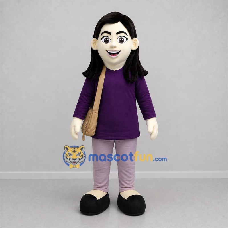Custom Purple Woman Mascot Costume Adult Full Body Suit for Community Events