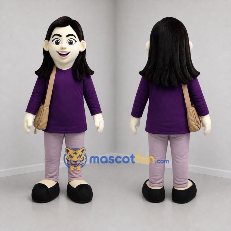 Custom Purple Woman Mascot Costume Adult Full Body Suit for Community Events