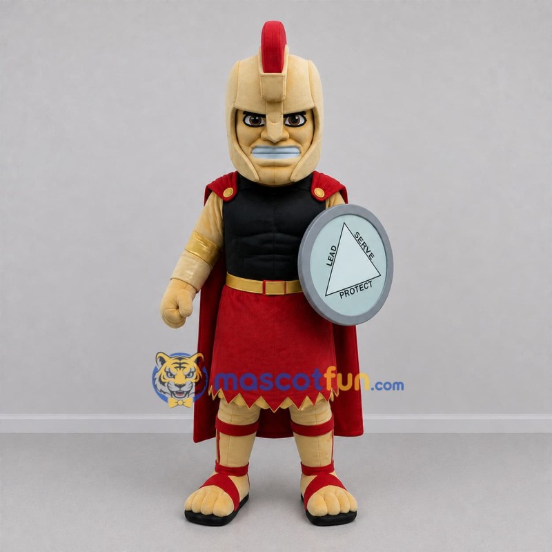 Custom Gold and Red Spartan Warrior Mascot Costume Adult Full Body Suit for Sports Events