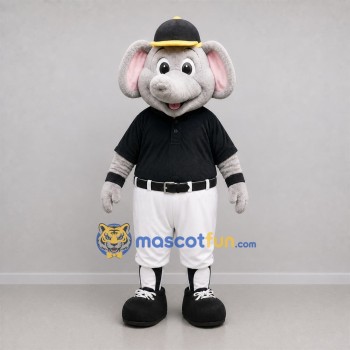 Custom Gray and Black Elephant Mascot Costume Adult Full Body Suit for Baseball Games