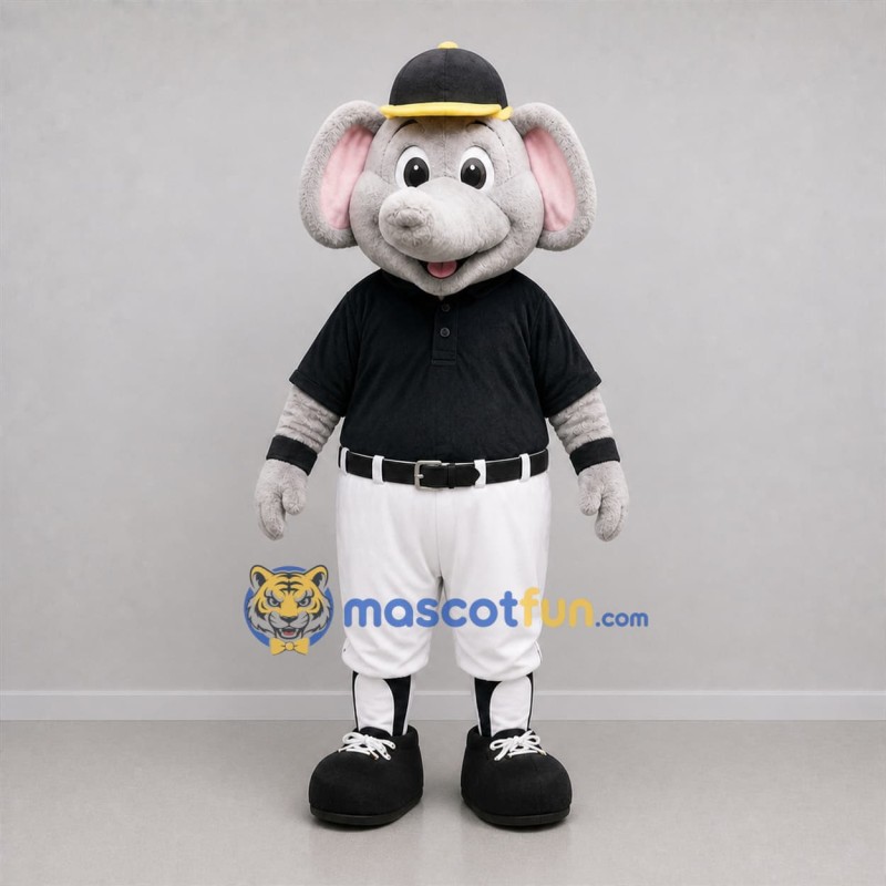 Custom Gray and Black Elephant Mascot Costume Adult Full Body Suit for Baseball Games