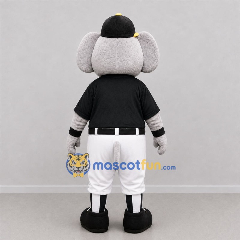 Custom Gray and Black Elephant Mascot Costume Adult Full Body Suit for Baseball Games