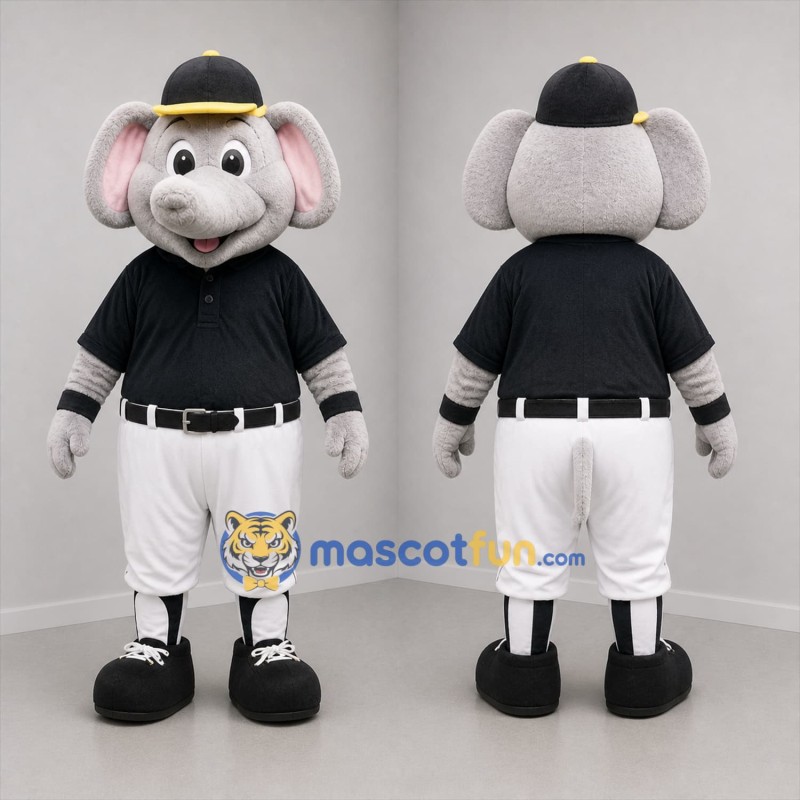Custom Gray and Black Elephant Mascot Costume Adult Full Body Suit for Baseball Games