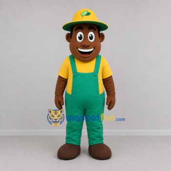 Custom Green and Yellow Farmer Mascot Costume Adult Full Body Suit for Farm Events
