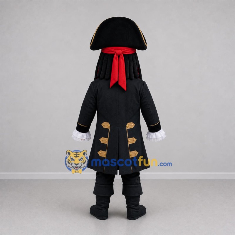 Custom Black and Gold Pirate Mascot Costume Adult Full Body Suit for Pirate Parties