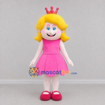 Custom Pink and Yellow Princess Mascot Costume Adult Full Body Suit for Birthday Parties
