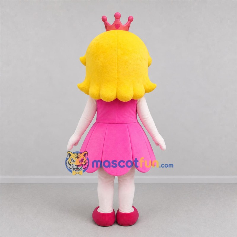 Custom Pink and Yellow Princess Mascot Costume Adult Full Body Suit for Birthday Parties
