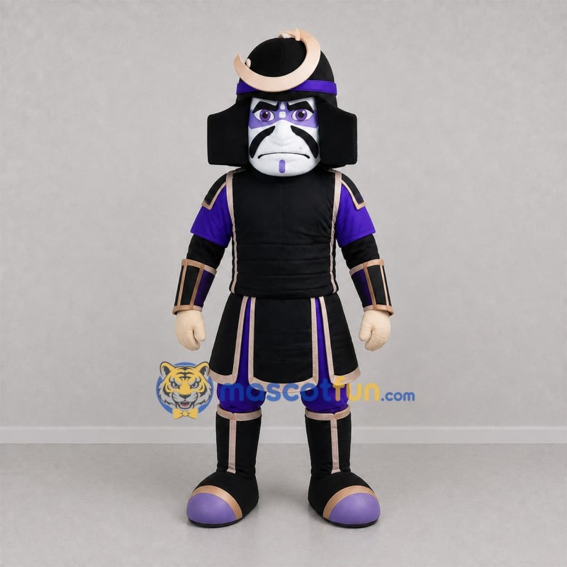 Custom Black and Purple Samurai Mascot Costume Adult Full Body Suit for Cultural Festivals