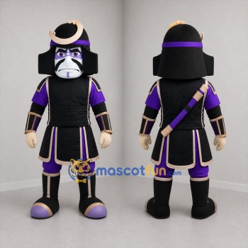 Custom Black and Purple Samurai Mascot Costume Adult Full Body Suit for Cultural Festivals