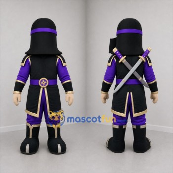 Custom Black and Purple Armored Warrior Mascot Costume Adult Full Body Suit for Theater Events