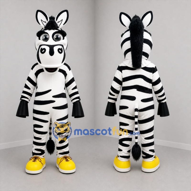 Custom Black and White Zebra Mascot Costume Adult Full Body Suit for Zoo Events