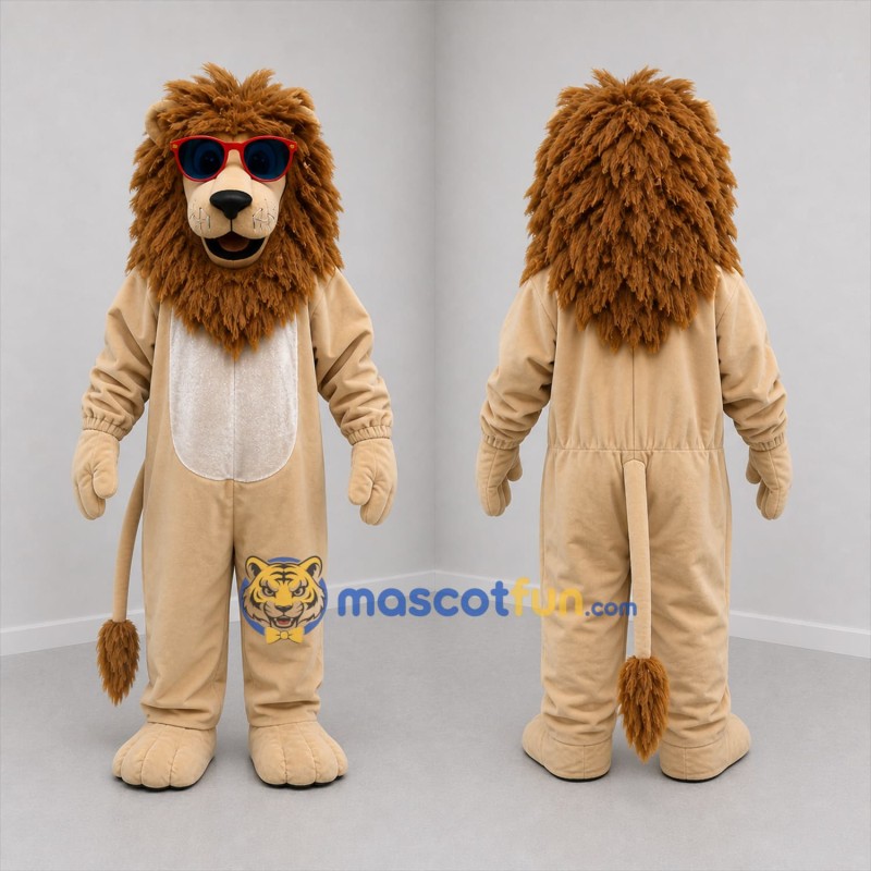 Custom Tan and Brown Lion Mascot Costume Adult Full Body Suit for Summer Events
