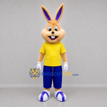 Custom Tan and Yellow Bunny Mascot Costume Adult Full Body Suit for School Events