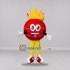 Custom Red and Yellow Flaming Cricket Ball Mascot Costume Adult Full Body Suit for Cricket Matches