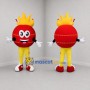 Custom Red and Yellow Flaming Cricket Ball Mascot Costume Adult Full Body Suit for Cricket Matches