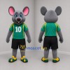 Custom Gray and Green Mouse Mascot Costume Adult Full Body Suit for Sports Events