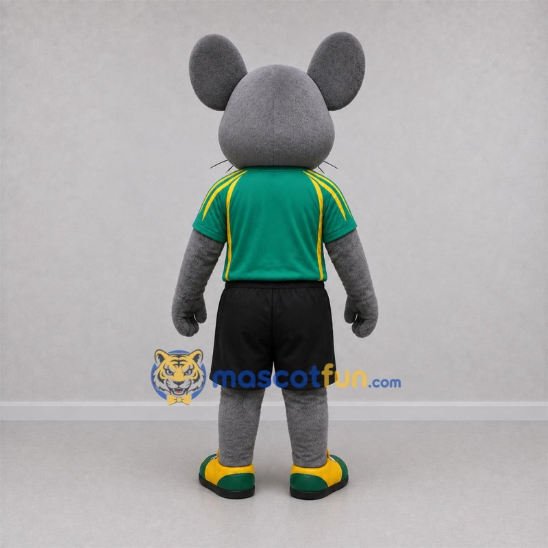 Custom Gray and Green Mouse Mascot Costume Adult Full Body Suit for Sports Events