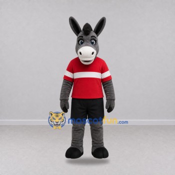 Custom Gray and Red Donkey Mascot Costume Adult Full Body Suit for Sports Events