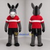 Custom Gray and Red Donkey Mascot Costume Adult Full Body Suit for Sports Events