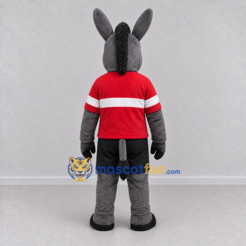 Custom Gray and Red Donkey Mascot Costume Adult Full Body Suit for Sports Events