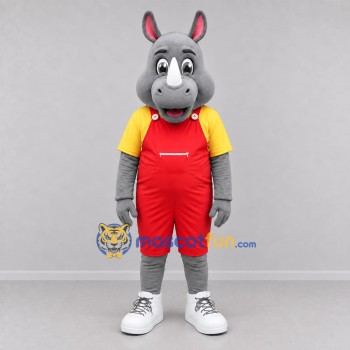 Custom Gray and Red Rhinoceros Mascot Costume Adult Full Body Suit for Zoo Events