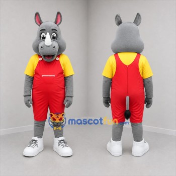 Custom Gray and Red Rhinoceros Mascot Costume Adult Full Body Suit for Zoo Events
