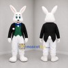 Custom White and Black Magician Bunny Mascot Costume Adult Full Body Suit for Magic Shows